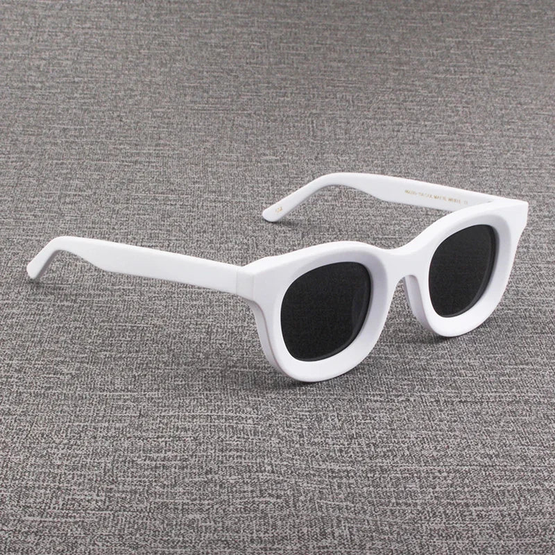 2024 Retro-Sonnenbrille für Damen und Herren, modisch, Acetat, quadratisch, grau, grüner Rahmen, matt gefrostet, UV400, handgefertigte Sonnenbrille