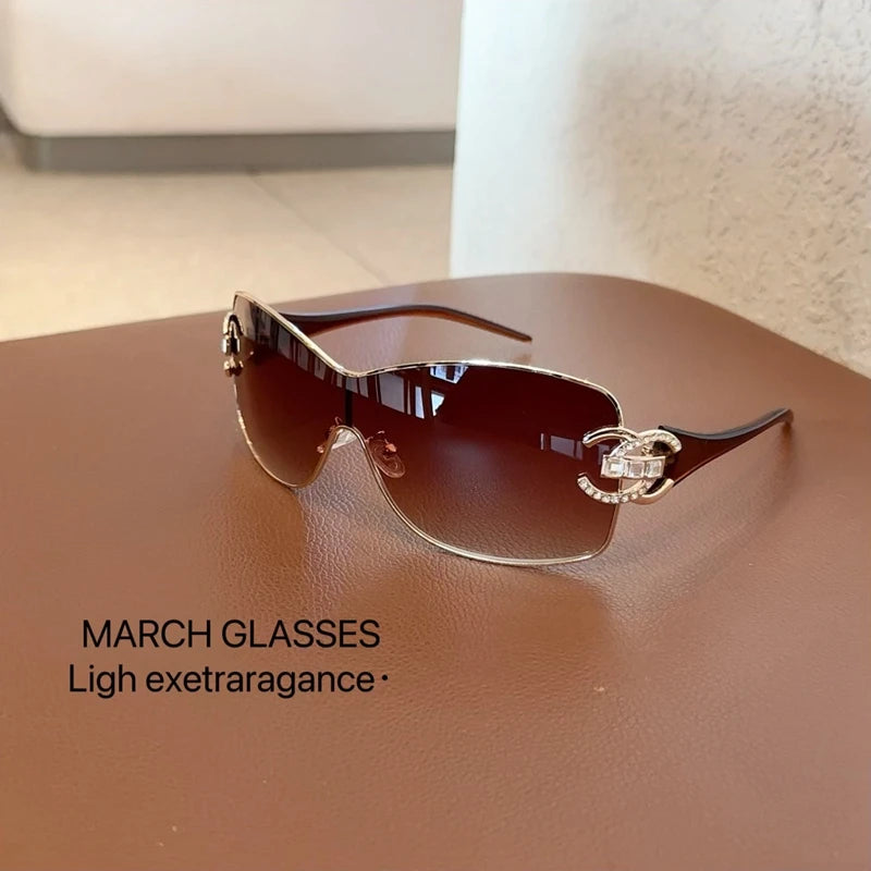 Neue Verbundene Luxus Frauen Sonnenbrille Übergroßen Frau Sonnenbrille Schwarz Brillen Trendy Männer Glas Lentes De Sol Mujer 2025