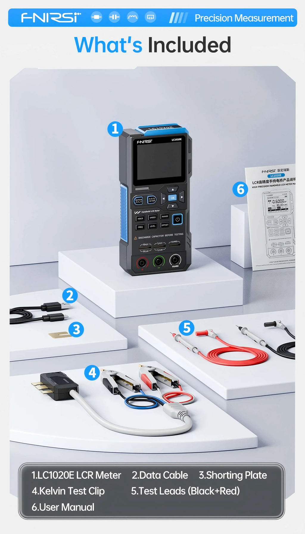 FNIRSI LCR Tester Multimeter Widerstand Induktivität LC1020E Digital Bridge Handheld Praktische Tester Kapazität Kalibrierung