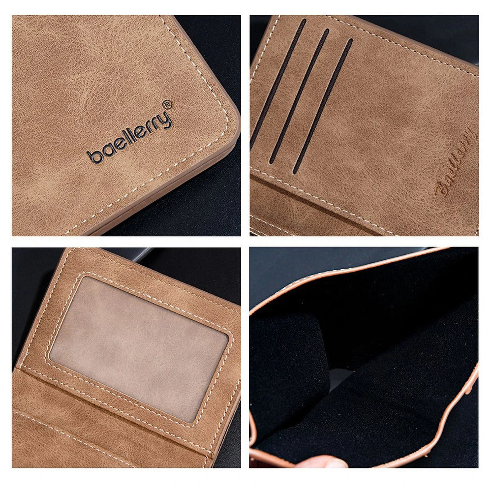 Baellerry-Geldbörse für Herren, PU-Leder, Vordertasche, minimalistische Geldklammer, Reiseutensilien