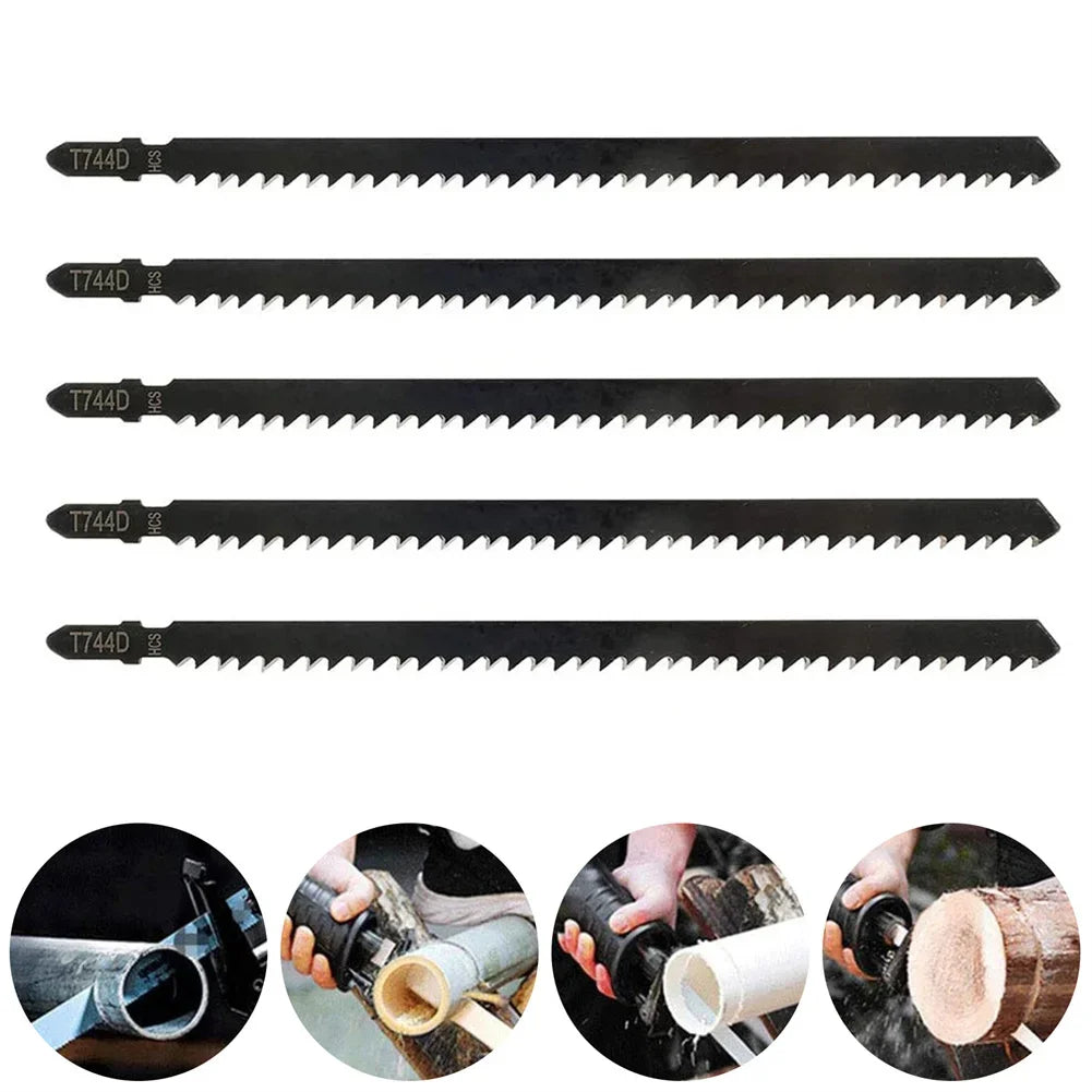 5PCS T744D Professionelle Jigsaw Klinge Set 180mm Lange Jig Sägeblätter Für Holz Metall Gerade Schneiden T-schaft Jig Sägeblatt