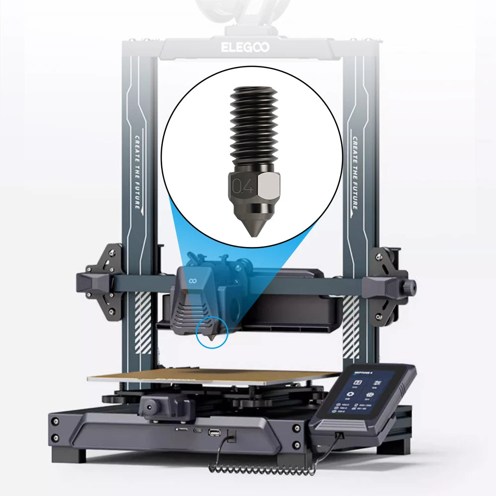 Für ELEGOO Neptune 4 Düsen aus gehärtetem Stahl, 1,75 mm Düsenlänge 18 mm, für Elegoo Neptune 4 Pro 3D-Drucker