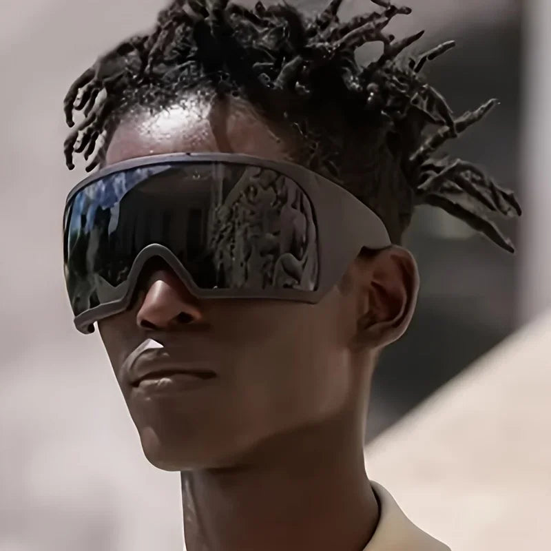 Übergroße Sonnenbrille für Herren, umwickelt, windabweisend, persönlich, große Farbtöne, futuristische Mode, Zukunftsschild, Uv400, Radfahren, Motorrad