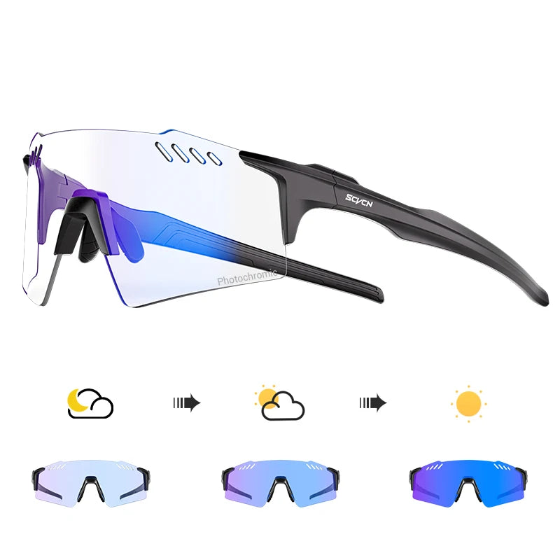 SCVCN Photochrome fahrrad Radfahren brille UV400 Fahrrad reiten Brillen Sport MTB Outdoor Sport Golf Camping Fahren Okulare