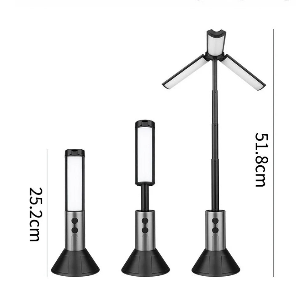 Verbesserte Camping-LED-Teleskop-Taschenlampe mit Stativ, wiederaufladbare Notfalllampe, tragbare Orch-Licht-Tischlampe für den Außenbereich, Zelt