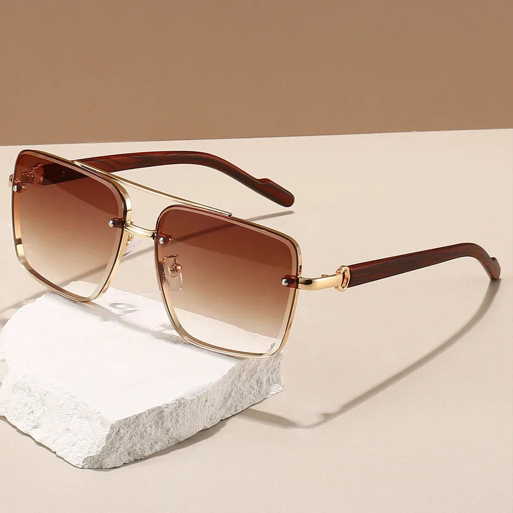KAMMPT Mode Retro Quadratische Metall Shades frauen Original Marke Design Fahren Sonnenbrille Neue Doppel Brücke Pilot Sonnenbrille