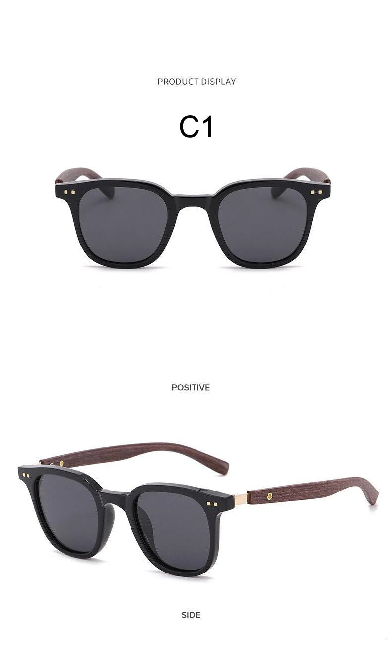 Trendige Retro-Sonnenbrille mit Holzmaserung für Damen und Herren, neue Sonnenbrille mit quadratischem Rahmen, UV-Schutz, Fahrradbrille, Outdoor, Straße
