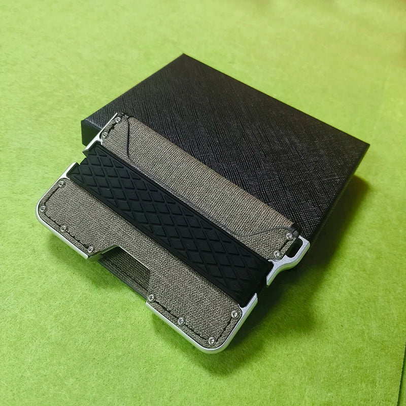 Geldbörse für Herren – Schlanke Herren-Geldbörse, Bifold-Geldbörsen, Aluminium, Kreditkarten-Reisepasshülle, Herren-Geldbörse, RFID-blockierende Geldklammer, dünn