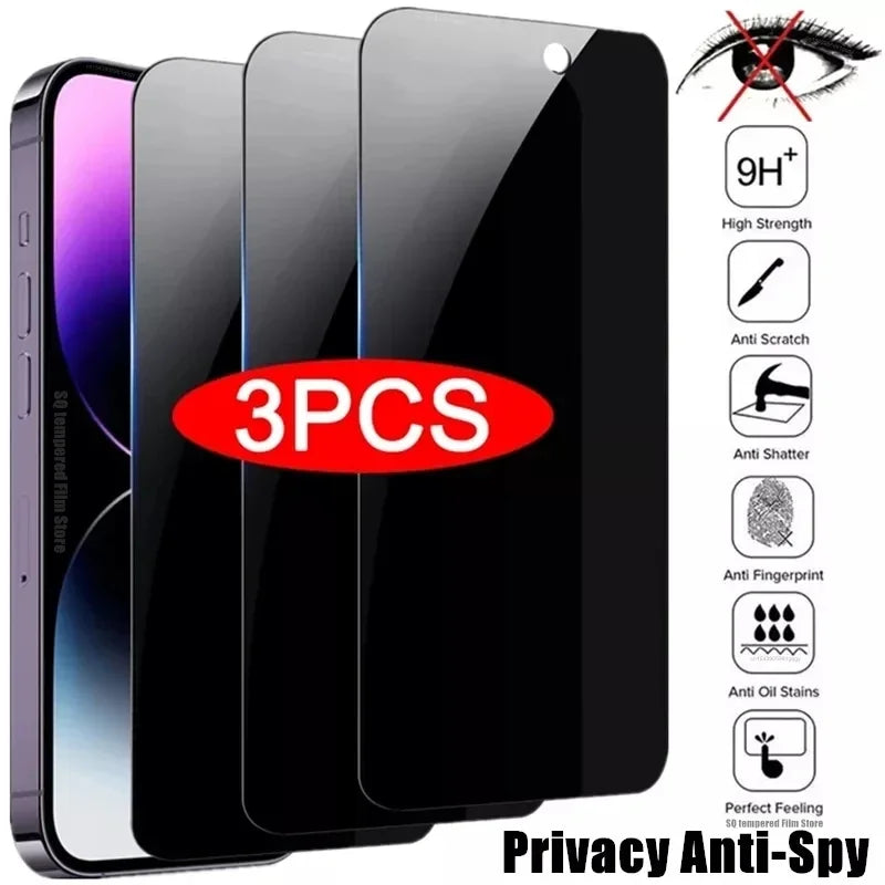3 Stücke Privatsphäre Displayschutzfolie Für iPhone 17 16 15 14 13 11 12 Pro Max Mini Plus Anti-spion Schutzglas Für iPhone XR X XS 16e