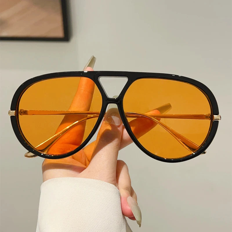 KAMMPT Übergroße Piloten-Sonnenbrille, 2025, neu im Vintage-Stil, Doppelsteg-Sonnenbrille, Damen, trendiges Luxus-Markendesign, Outdoor-Sonnenbrille