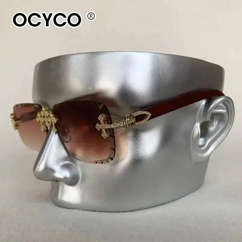 2026 Neue Steampunk Randlose Quadratische Sonnenbrille für Herren Luxusmarke Vintage Schneidgläser Sonnenbrille Trendige Schattierungen Eyewear UV400
