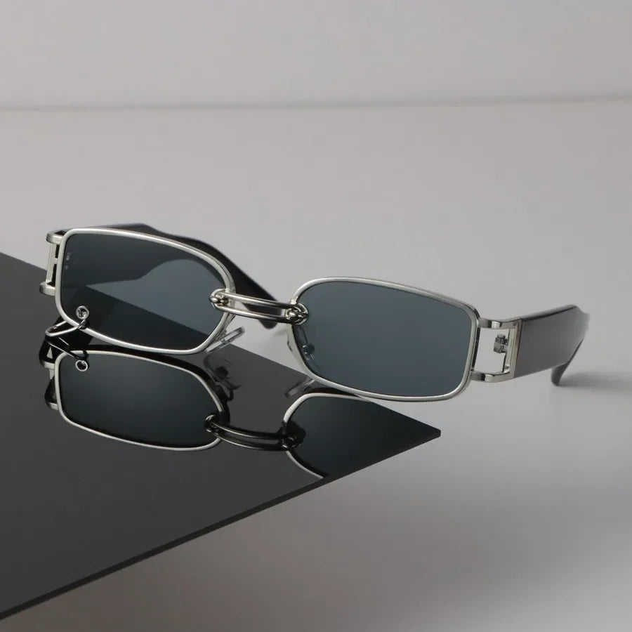 Sexy Quadratische Sonnenbrille Frauen Männer Schwarz Sonnenbrille Retro Designer Brillen Luxus Kleine Rahmen Spiegel Metall Marke