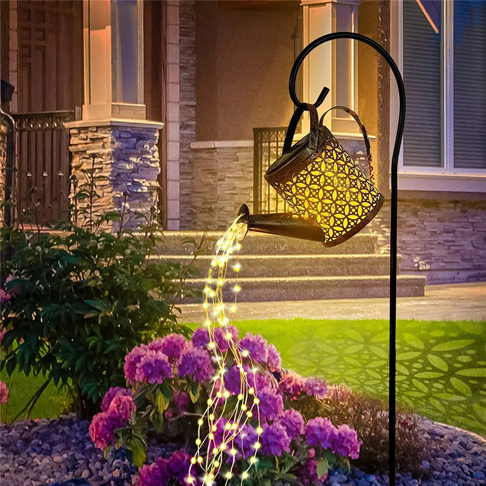 Solar Gießkanne Licht Hängen Wasserfall Lampe Wasserdichte Outdoor Garten Dekor Hof Veranda Rasen Hinterhof Landschaft Sonne LED Lampe