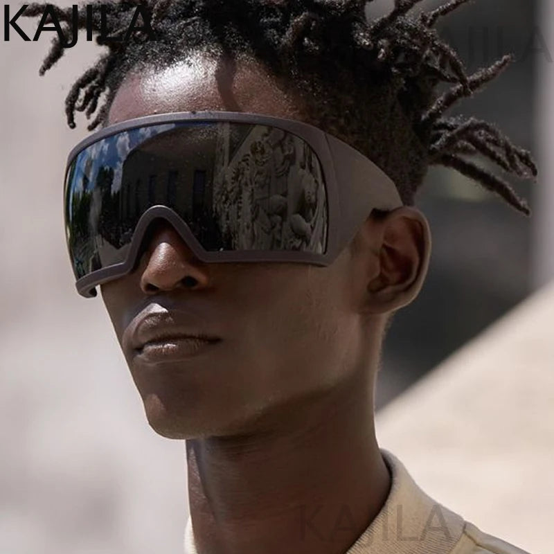 Übergroße Punk-Schild-Sonnenbrille für Damen und Herren, großer Rahmen, 2025, Luxusmarke, Steampunk-Maske, Sonnenbrille für Damen, Sportbrille, UV400