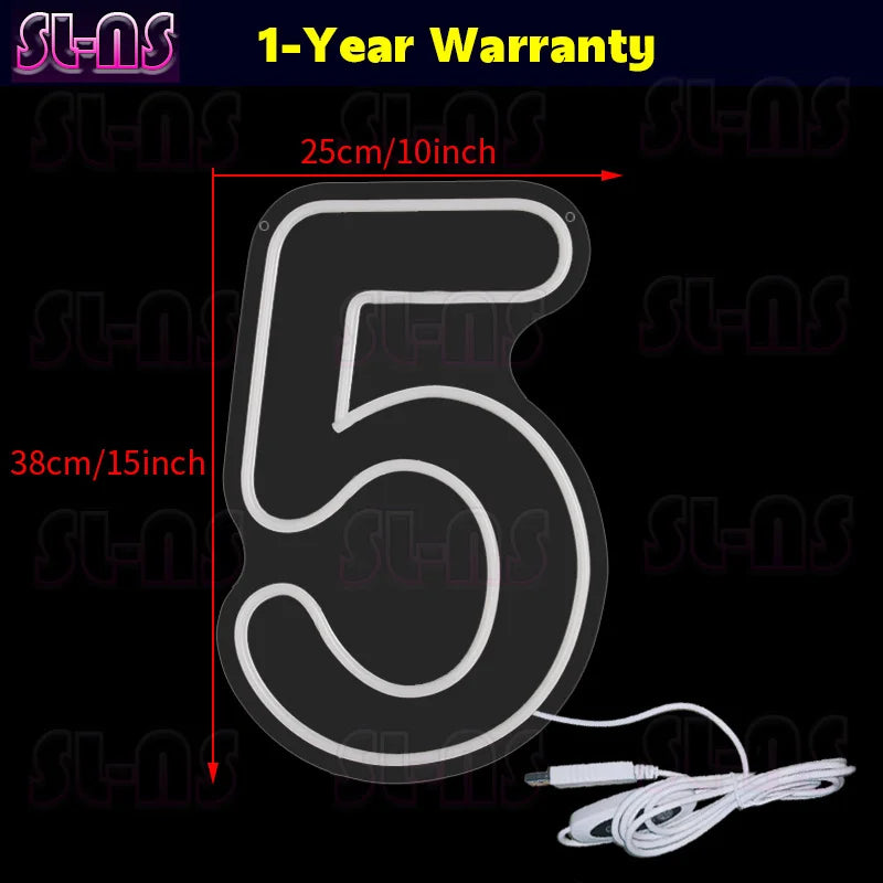 LED-Leuchtreklame mit warmen Farbzahlen, Geburtstags-Acryl-Lichter von 0 bis 9, mit Schalter für Hochzeit, Party, Business, Schönheitssalon, Wanddekoration