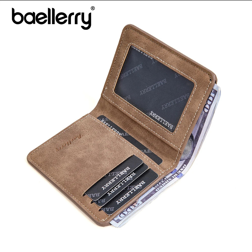 Baellerry-Geldbörse für Herren, PU-Leder, Vordertasche, minimalistische Geldklammer, Reiseutensilien