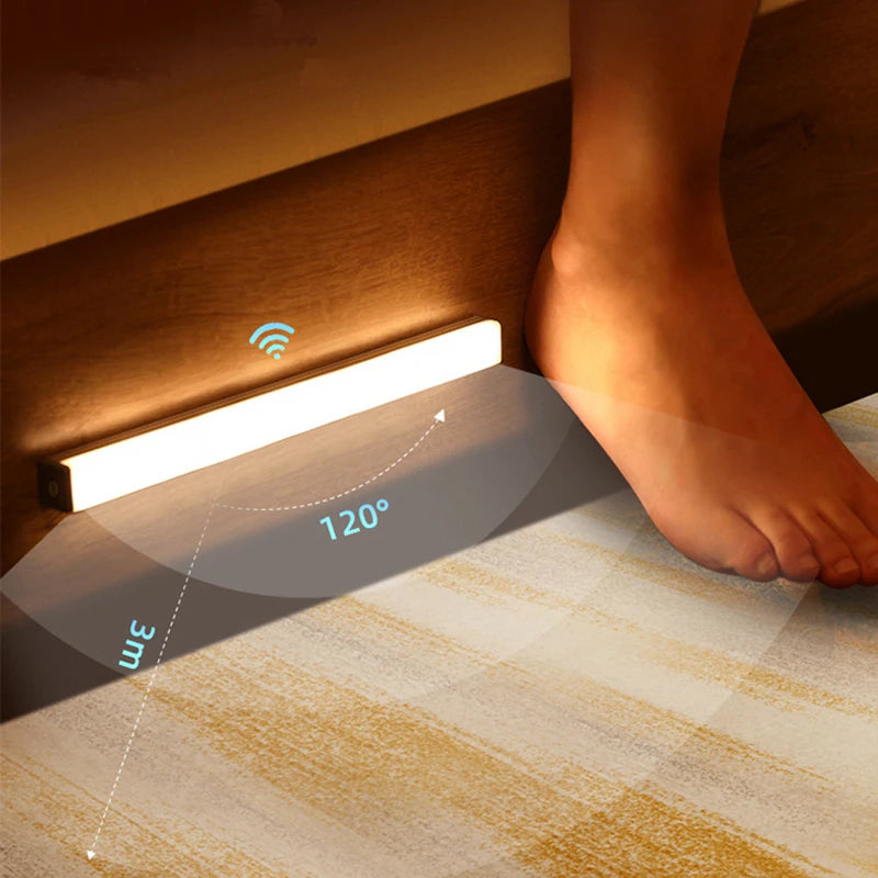 LED Motion Sensor Licht Drahtlose LED Nachtlicht Typ C Wiederaufladbare Licht Schrank Garderobe Lampe Treppe Hintergrundbeleuchtung Für Küche