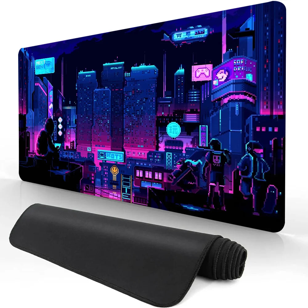 Heißer Verkauf Stadt Neon Pixel Große Maus Matte Gaming Mauspad Gamer Mauspads Gummi Tastatur Matten Schreibtisch Matten XXL Mauspads 900X400