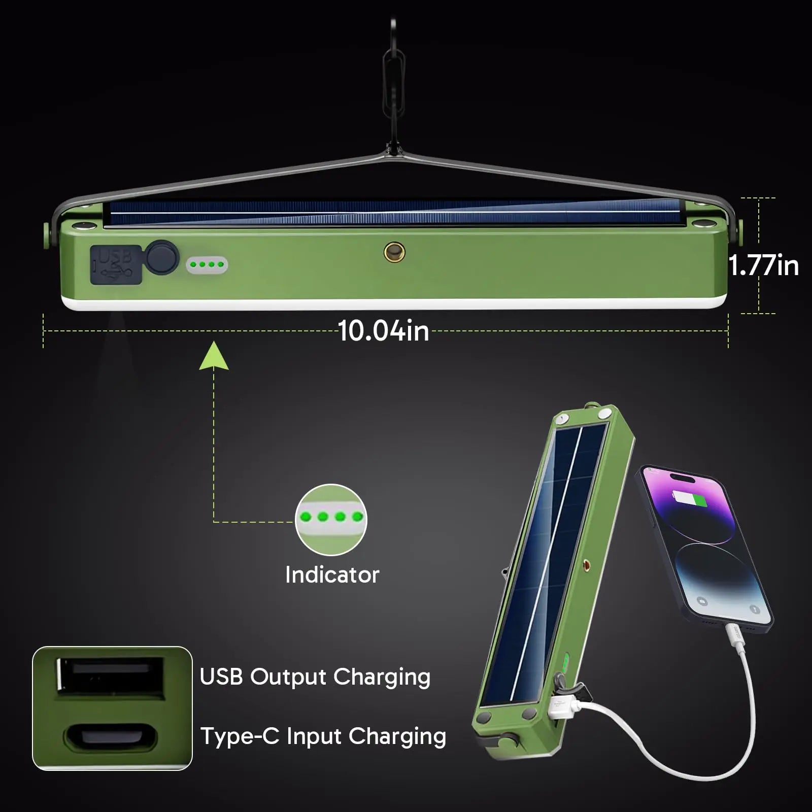 Solar-Campinglaterne – 5400 mAh Powerbank, 2500 lm, IPX5 wasserdicht, 4 Modi und magnetischer Haken – tragbare Camping-Lichtleiste für Zelt