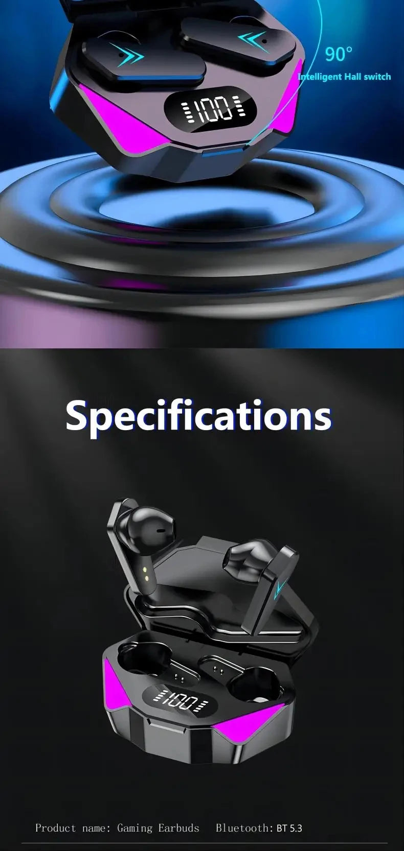 TWS Drahtloses Bluetooth-Headset, LED-Display, Gamer-Ohrhörer mit Mikrofon, kabellose Kopfhörer, Geräuschunterdrückung, Bluetooth-Kopfhörer X15