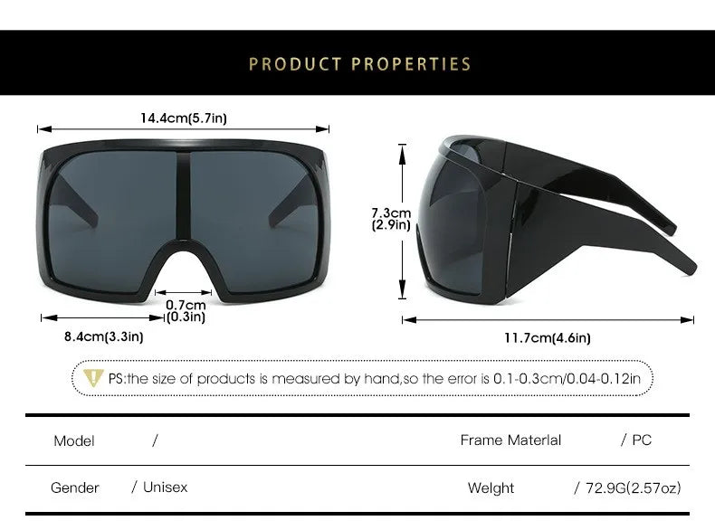 Übergroße Punk-Schild-Sonnenbrille für Damen und Herren, großer Rahmen, 2025, Luxusmarke, Steampunk-Maske, Sonnenbrille für Damen, Sportbrille, UV400