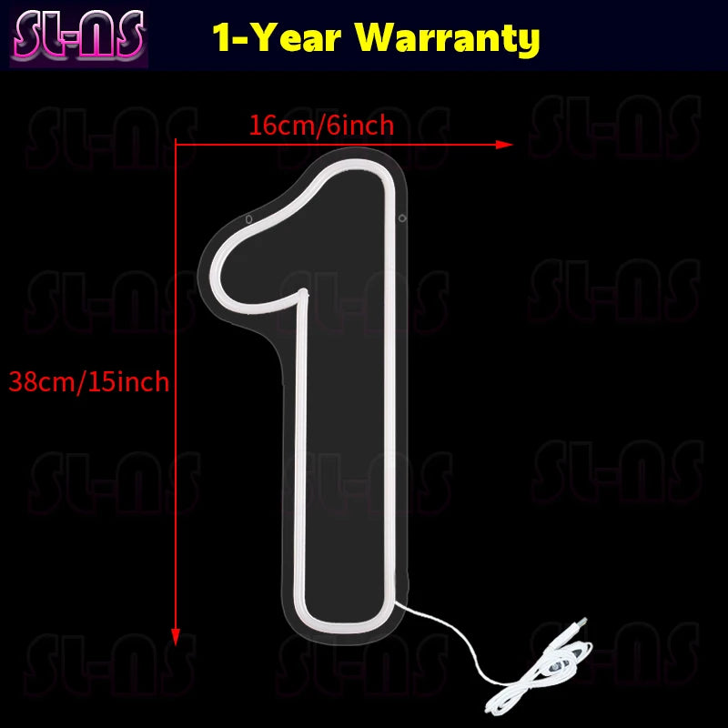 LED-Leuchtreklame mit warmen Farbzahlen, Geburtstags-Acryl-Lichter von 0 bis 9, mit Schalter für Hochzeit, Party, Business, Schönheitssalon, Wanddekoration