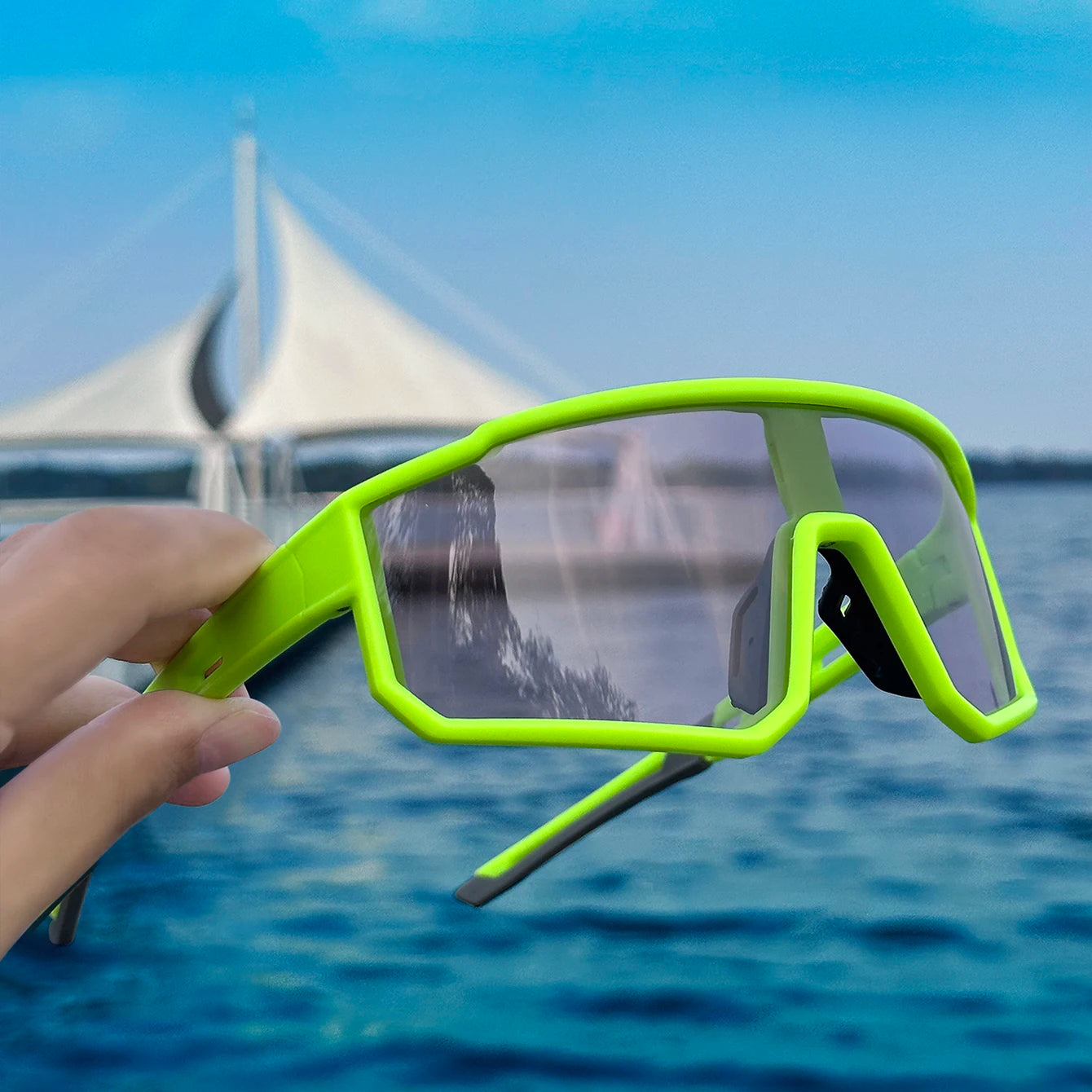 Trendige Angel-Sonnenbrille für Damen und Herren, lässige, winddichte Brille mit UV-Schutz für Outdoor-Sportarten, Laufen, Radfahren