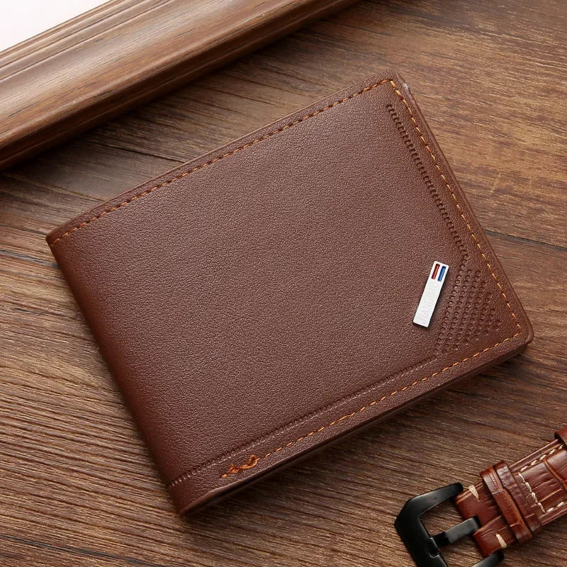 Kurze Herren-Geldbörse aus Leder, dünne Geldbörse, faltbar, minimalistisch, weiches Leder