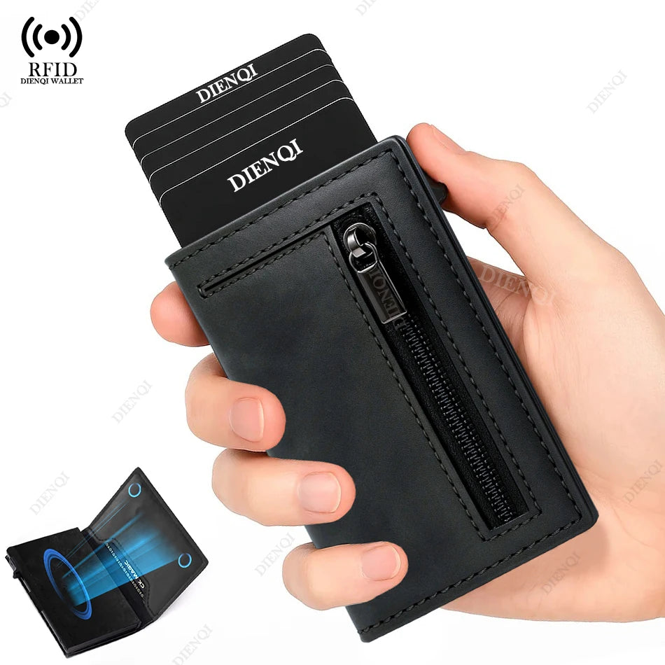RFID Visitenkarte Halter Kreditkarte Halter Luxus Männer Brieftasche Geistige Aluminium Dünne Dünne Kleine Schwarz Geld Tasche Männlich Festival Geschenk