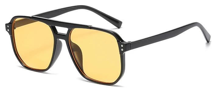 Vintage Übergroße Gelbe Linse Quadratische Sonnenbrille Für Frauen Luxus Marke Getönte Sonnenbrille Weibliche Retro Shades Sommer Punkte