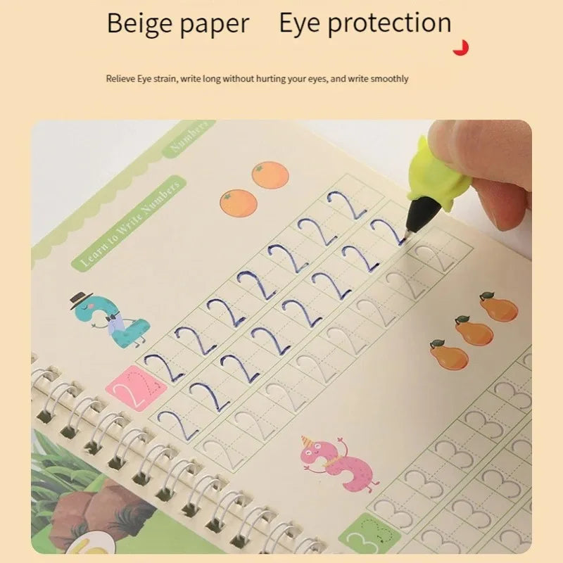 4 bücher Stift Magie Kopie Buch Kostenloser Abwischen Kinder Kinder Schreiben Aufkleber Praxis Englisch Copybook Für Kalligraphie Montessori Geschenk