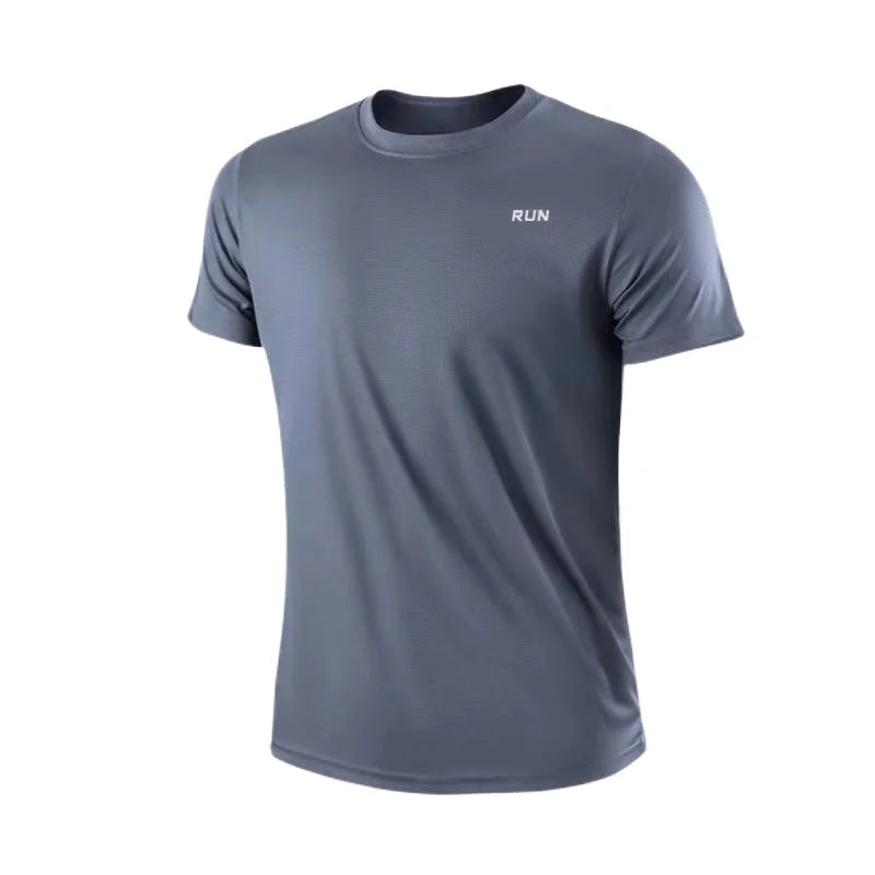 Männer schnell trocknen Kurzarm Fitness studio laufen feuchtigkeit transportierende Rundhals-T-Shirt Training Übung Fitness studio Sport hemd Tops leicht