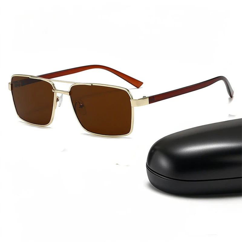 Quadratische Sonnenbrille für Männer und Frauen, modisch, klassisch, Retro, Vintage, Trenddesign, braune Gläser, UV400-Sonnenbrille, männliche und weibliche Brillen, 2026