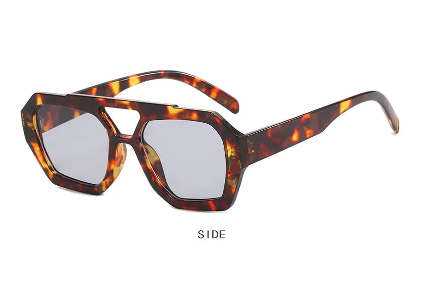 Grenzüberschreitende europäische und amerikanische Doppelstrahl-Sonnenbrille, unregelmäßige Sonnenbrille, 2023, neue personalisierte Retro-Sonnenbrille, beliebt auf dem Intern