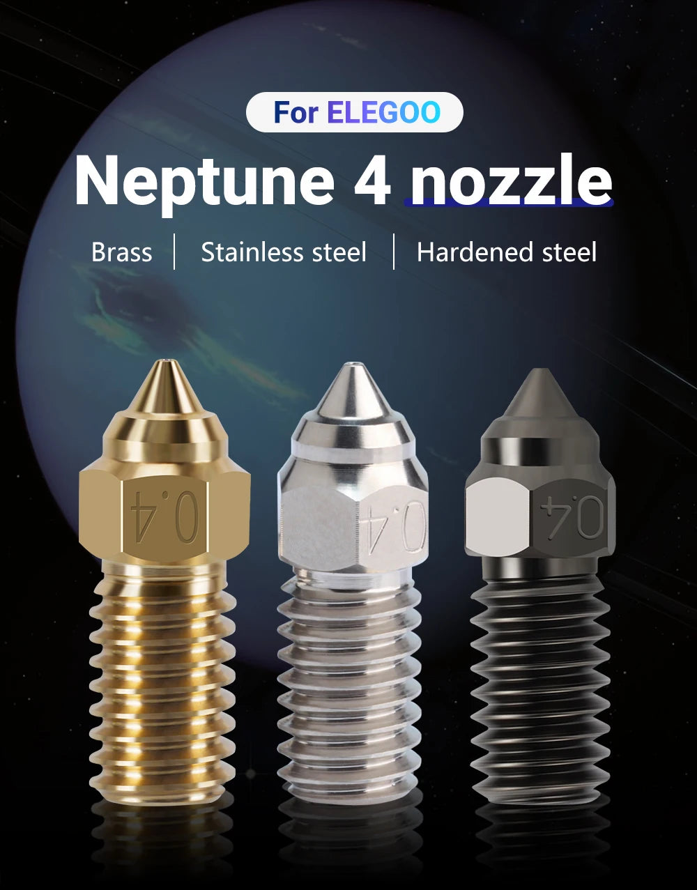 Für ELEGOO Neptune 4 Düsen aus gehärtetem Stahl, 1,75 mm Düsenlänge 18 mm, für Elegoo Neptune 4 Pro 3D-Drucker