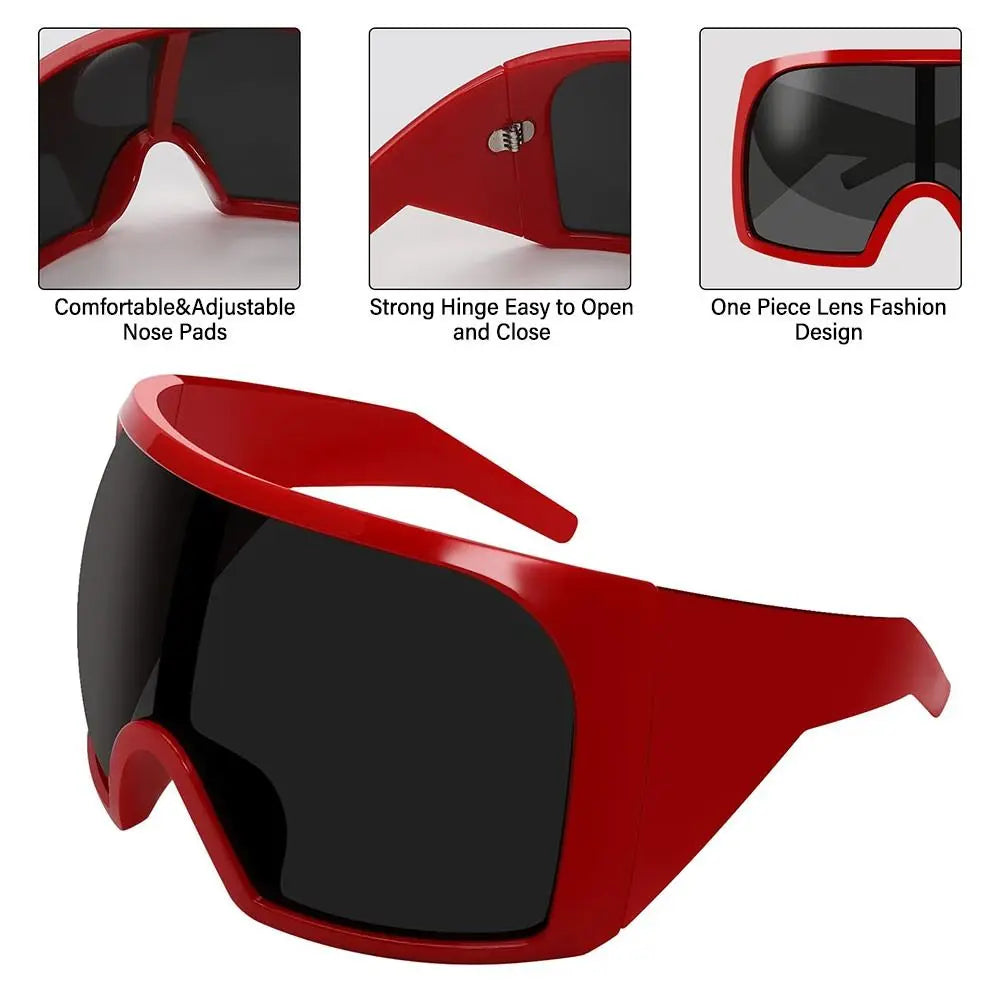 Futuristische Wrap-Around-Sonnenbrille Rave gebogene Linse UV400-Schutz 2000er Brillen übergroße Y2K-Sonnenbrille für Frauen und Männer