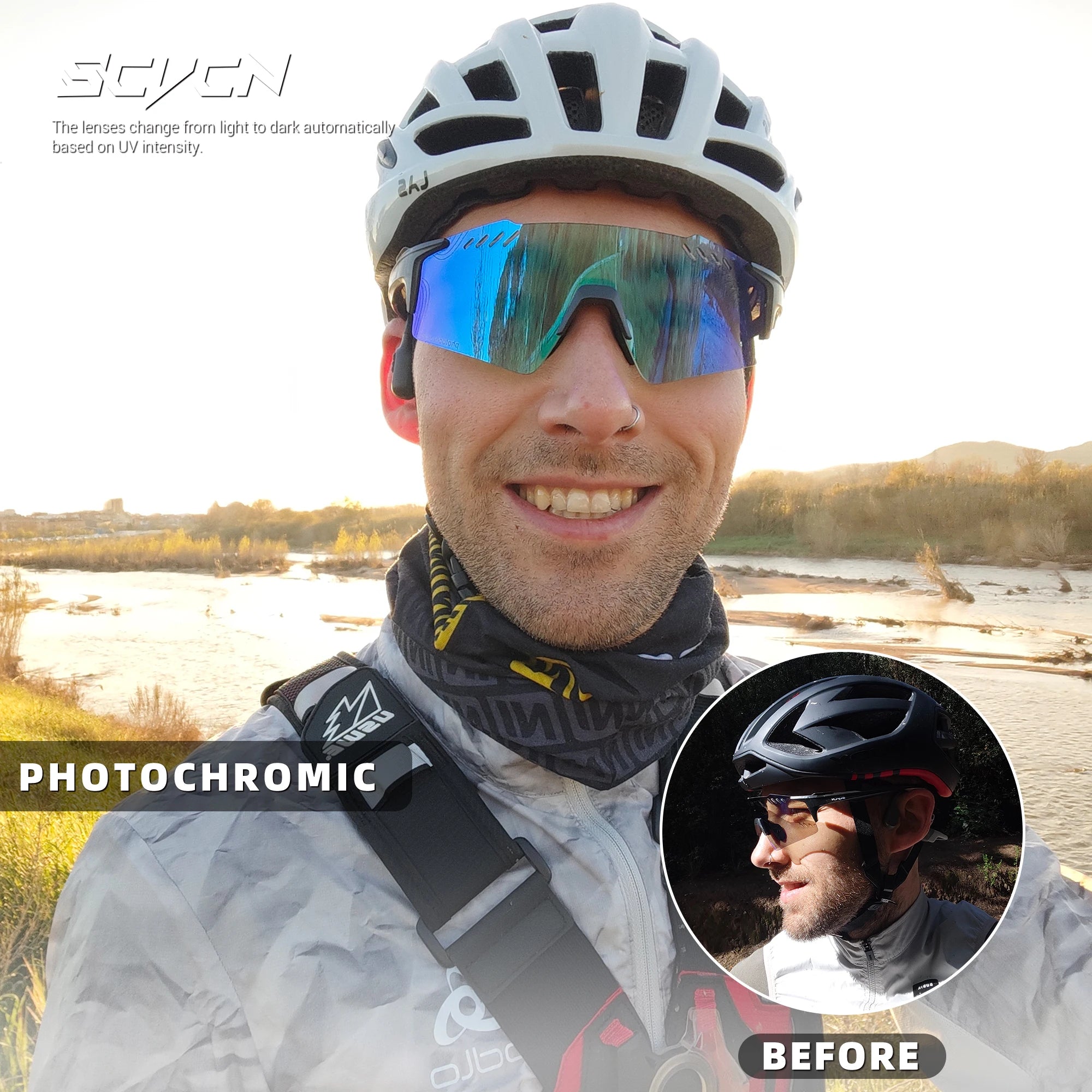 SCVCN Photochrome fahrrad Radfahren brille UV400 Fahrrad reiten Brillen Sport MTB Outdoor Sport Golf Camping Fahren Okulare