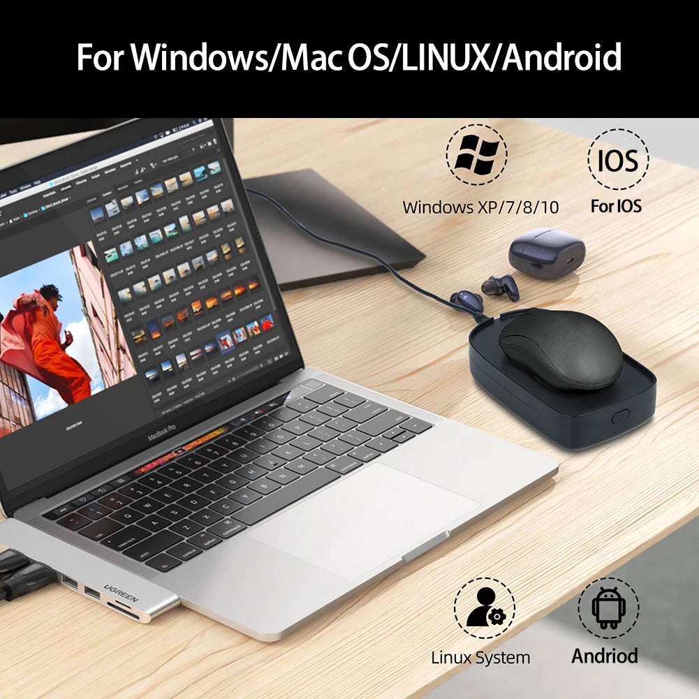 Mouse Mover Jiggler mit Knopf, automatischer Mausbewegungssimulator, 5 V, 1 A, kabelgebundene kabellose Maus, kompatibel zum Erwachen des Computers