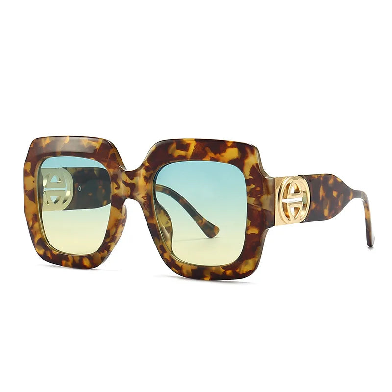 2024 Retro übergroße quadratische Sonnenbrille Frauen Luxusmarke Big Frame Sonnenbrille für Männer Vintage Punk Shades UV400 Tendy Brillen
