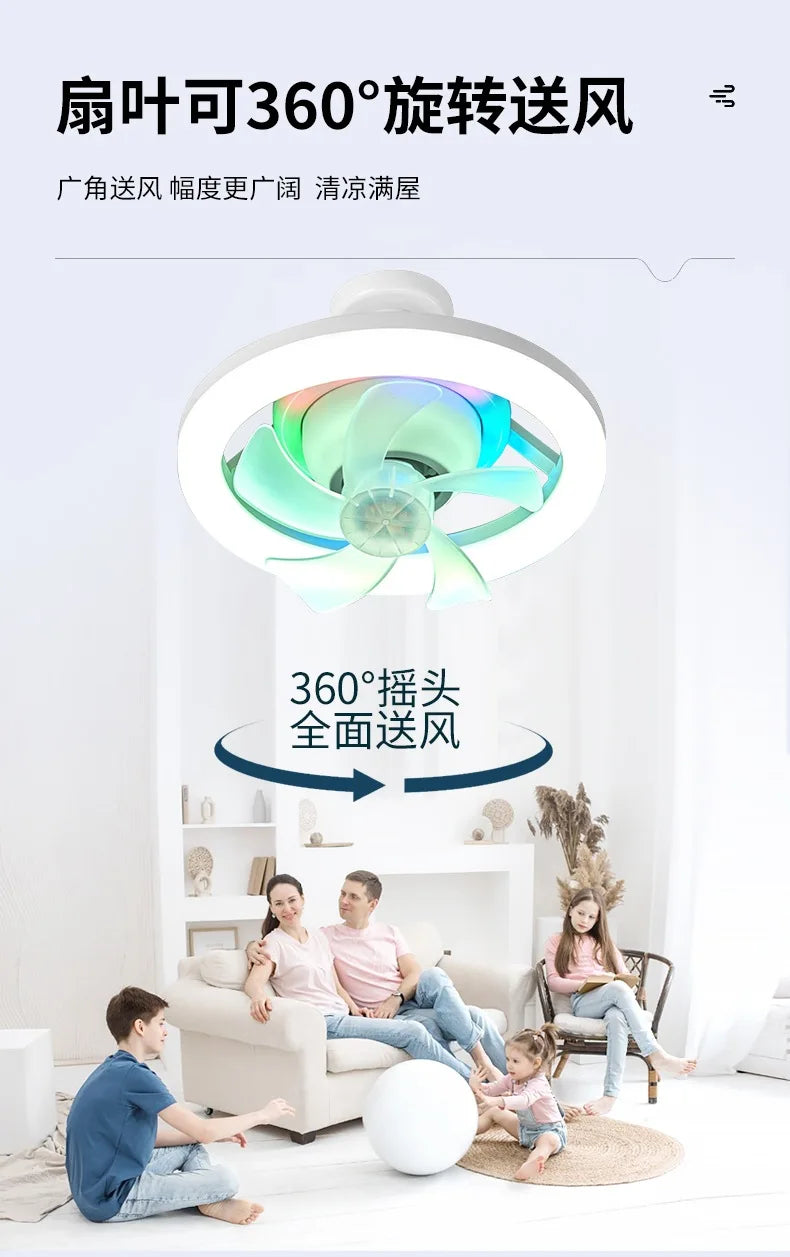 Neueste 360 ° bewegliche Kopf Decken ventilatoren Licht e27 LED-Fernbedienung RGB dreistufige Wind geschwindigkeit Wohnzimmer Esszimmer Schlafzimmer heiß