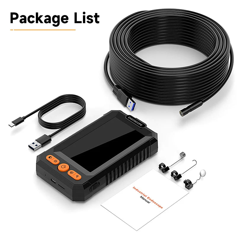 2–100 m Hand-Endoskopkamera, 8 mm, 1080P HD, 4,3 Zoll, geteiltes Design, industrielles Endoskop, IP67, starres Kabel zum Überprüfen von Autohren