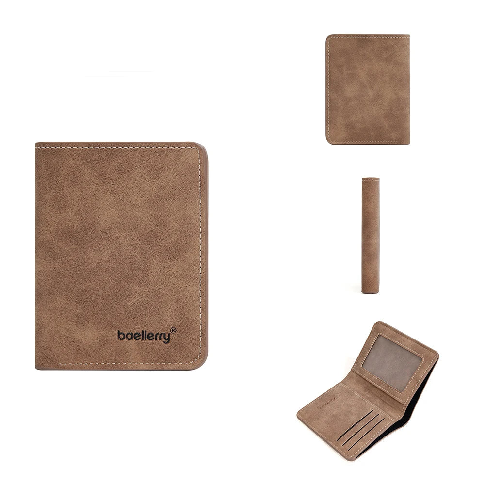 Baellerry-Geldbörse für Herren, PU-Leder, Vordertasche, minimalistische Geldklammer, Reiseutensilien
