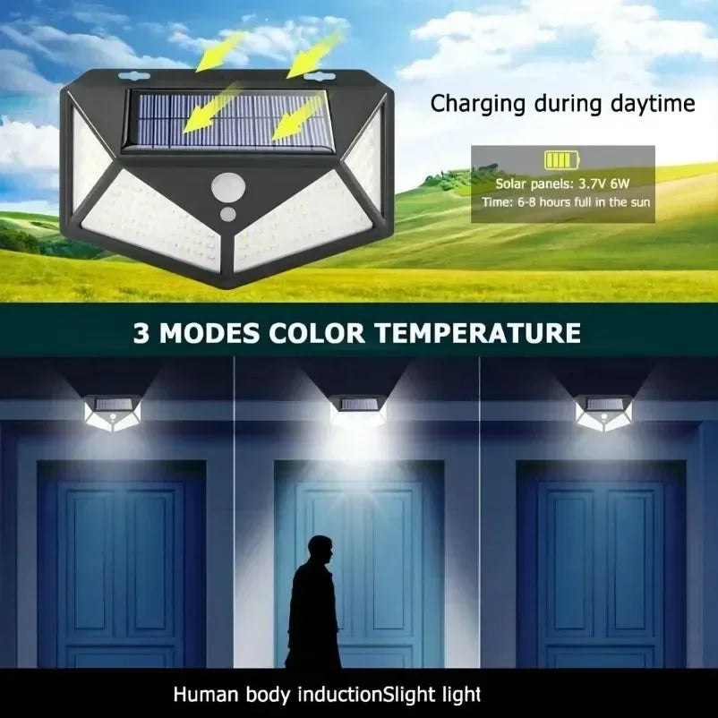 Multifunktionale Solarlampe für den Außenbereich, Gartendekoration, Solar-LED-Licht, wasserdicht, Sonnenlichtbetrieben, Strahler mit Bewegungssensor