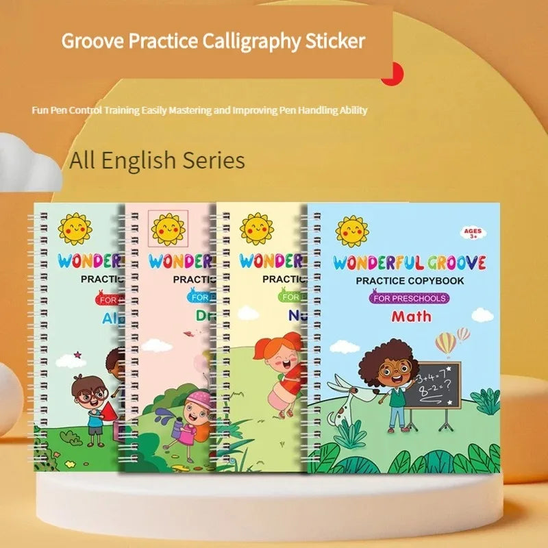 4 bücher Stift Magie Kopie Buch Kostenloser Abwischen Kinder Kinder Schreiben Aufkleber Praxis Englisch Copybook Für Kalligraphie Montessori Geschenk