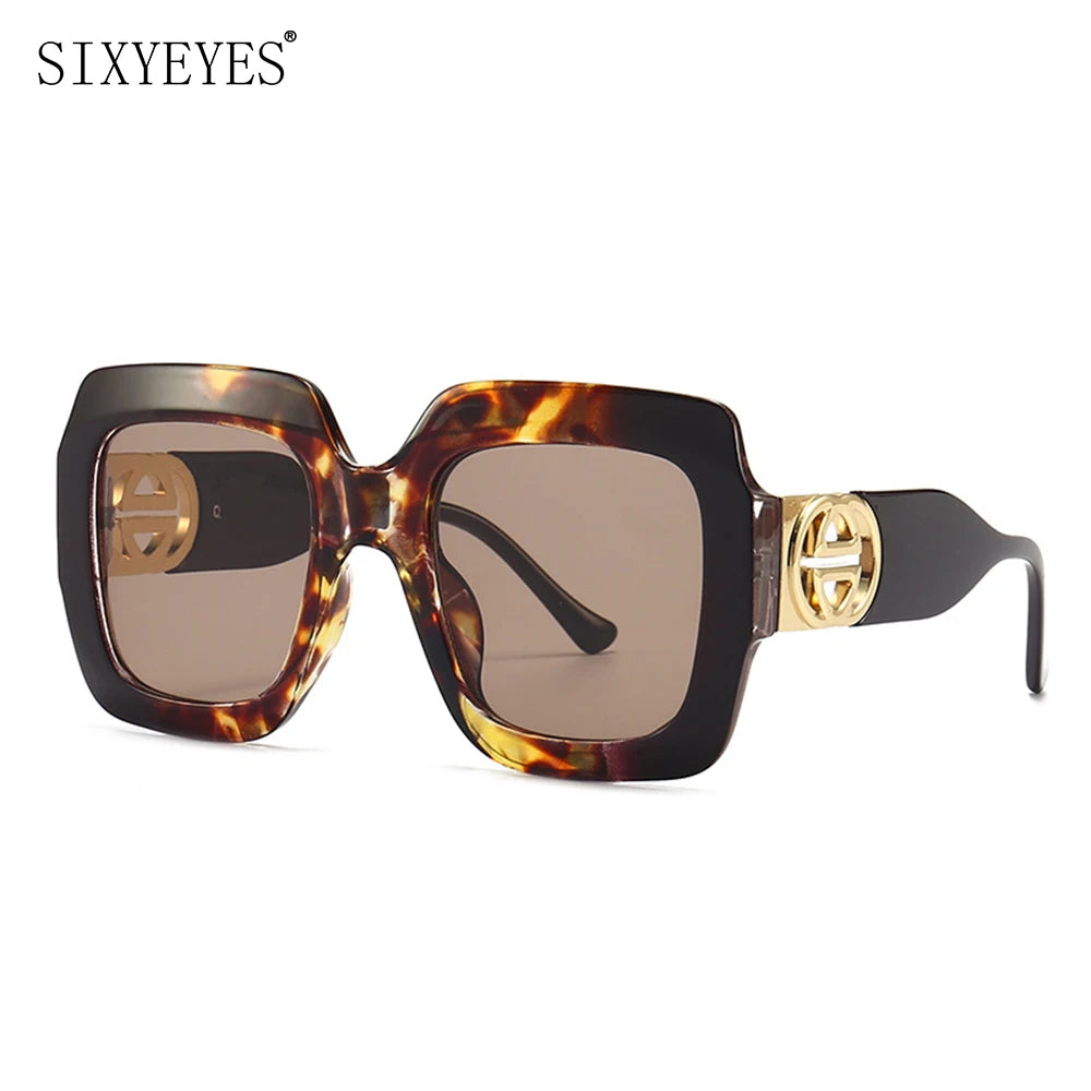 2024 Retro übergroße quadratische Sonnenbrille Frauen Luxusmarke Big Frame Sonnenbrille für Männer Vintage Punk Shades UV400 Tendy Brillen
