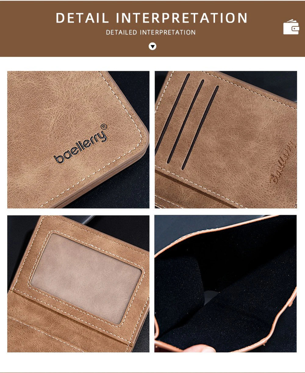 Baellerry-Geldbörse für Herren, PU-Leder, Vordertasche, minimalistische Geldklammer, Reiseutensilien
