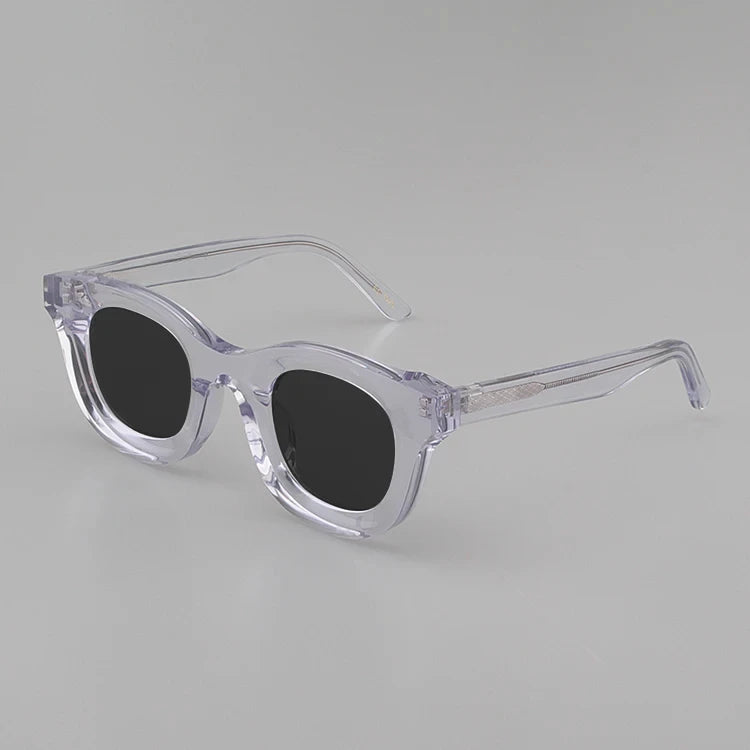 2024 Retro-Sonnenbrille für Damen und Herren, modisch, Acetat, quadratisch, grau, grüner Rahmen, matt gefrostet, UV400, handgefertigte Sonnenbrille