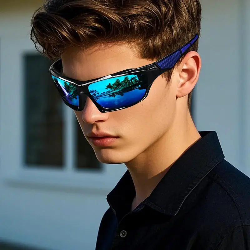 Polarisierte Sonnenbrille für Herren, umfassender Schutz, Sonnenbrille, bequemer, leichter Rahmen, Sportbrille zum Fahren, Angeln