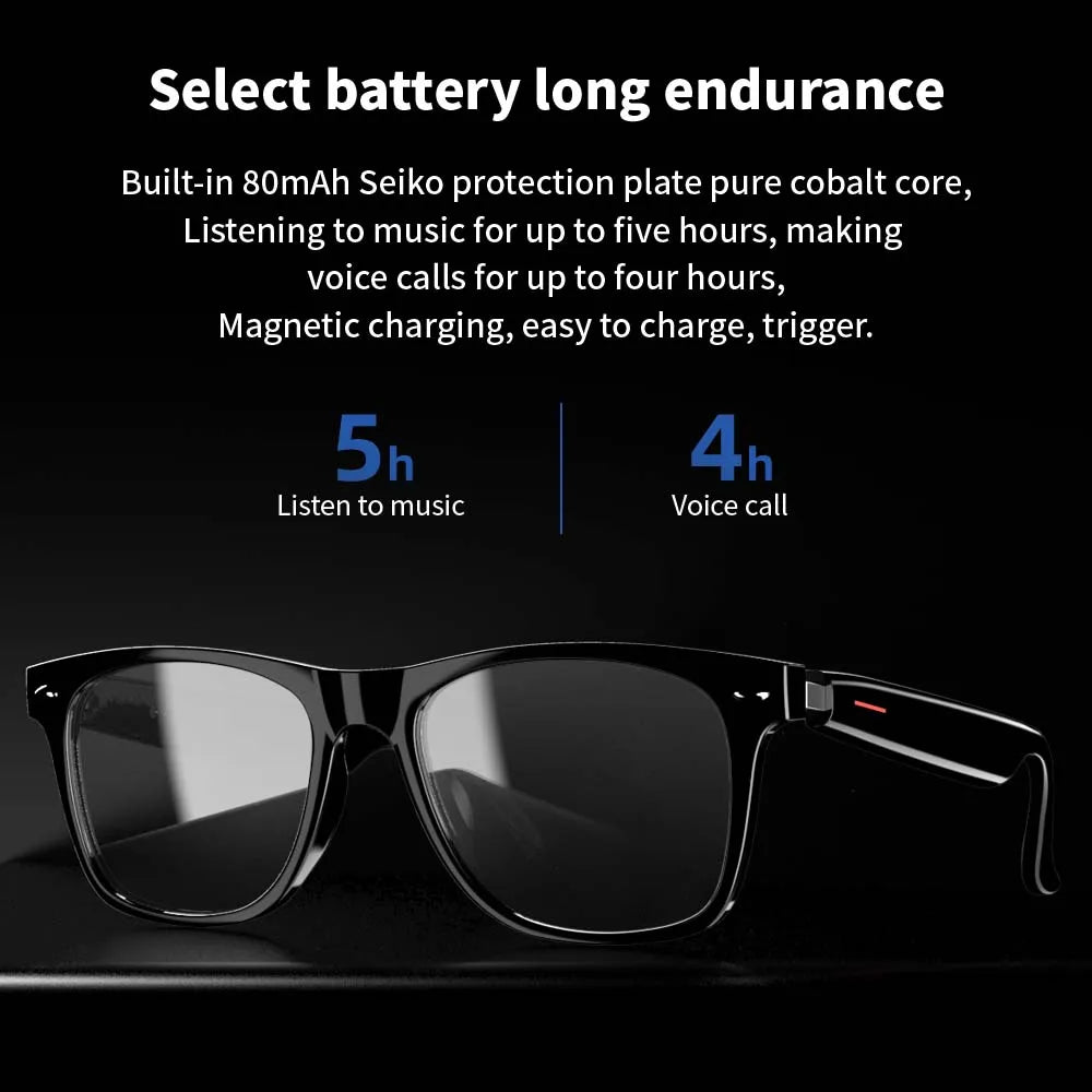 SENBONO E13 Intelligente Brille: Blaulichtfilterung, polarisierte Sonnenbrillengläser, Audio, integriertes Mikrofon, Lautsprecher, Touch- und Sprachassistent