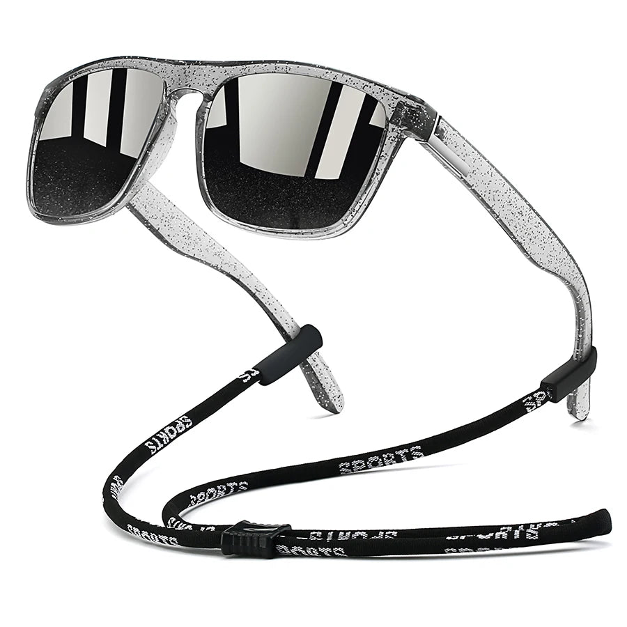 Sonnenbrille mit Kette für Männer und Frauen, klassisch quadratisch, zum Fahren, Angeln, farbenfroh, leicht, Outdoor-Schutzbrille